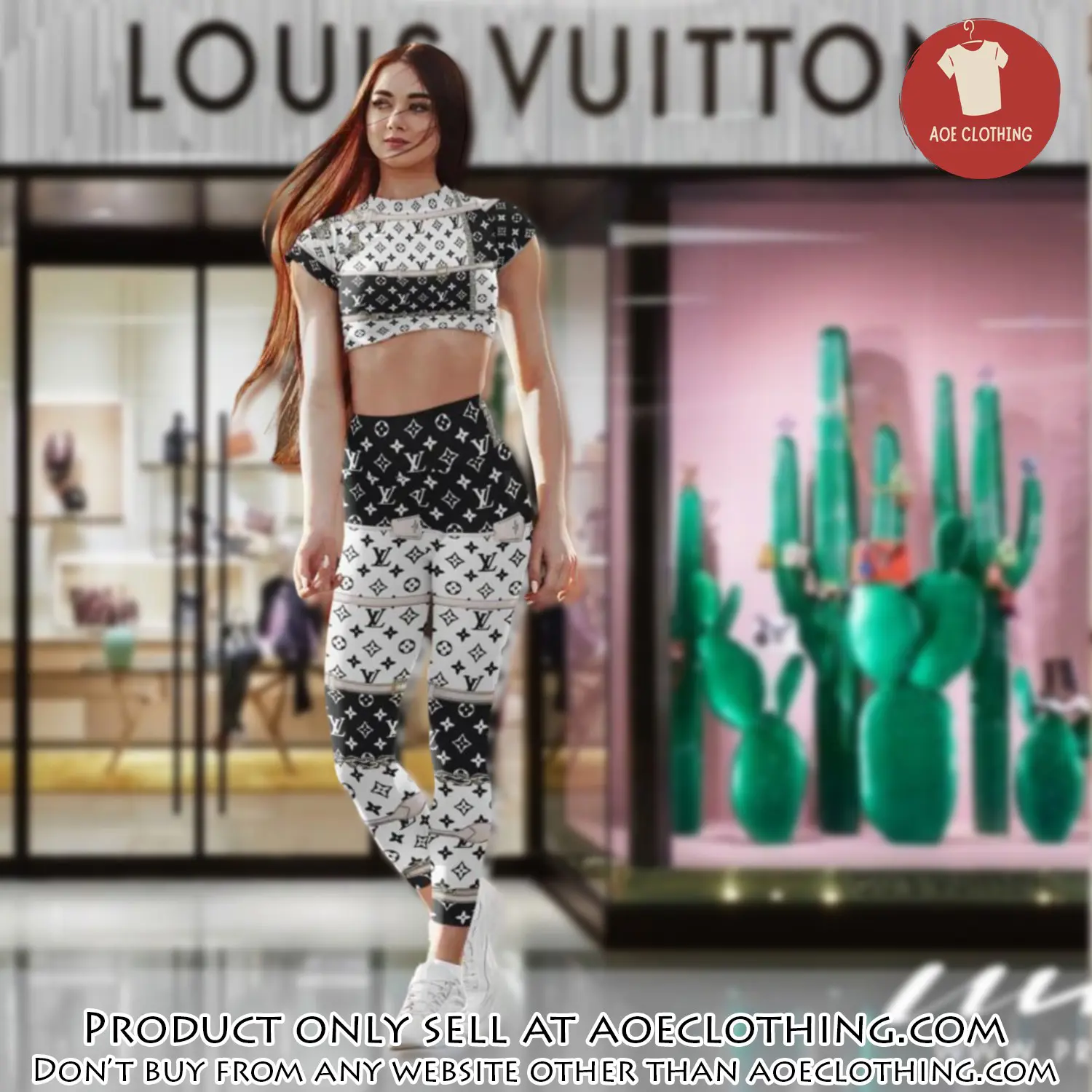 Triple black louis vuitton luxury sportwear combo luxury brand crop top tshirt and legging for women ctl1040 aoe2157232